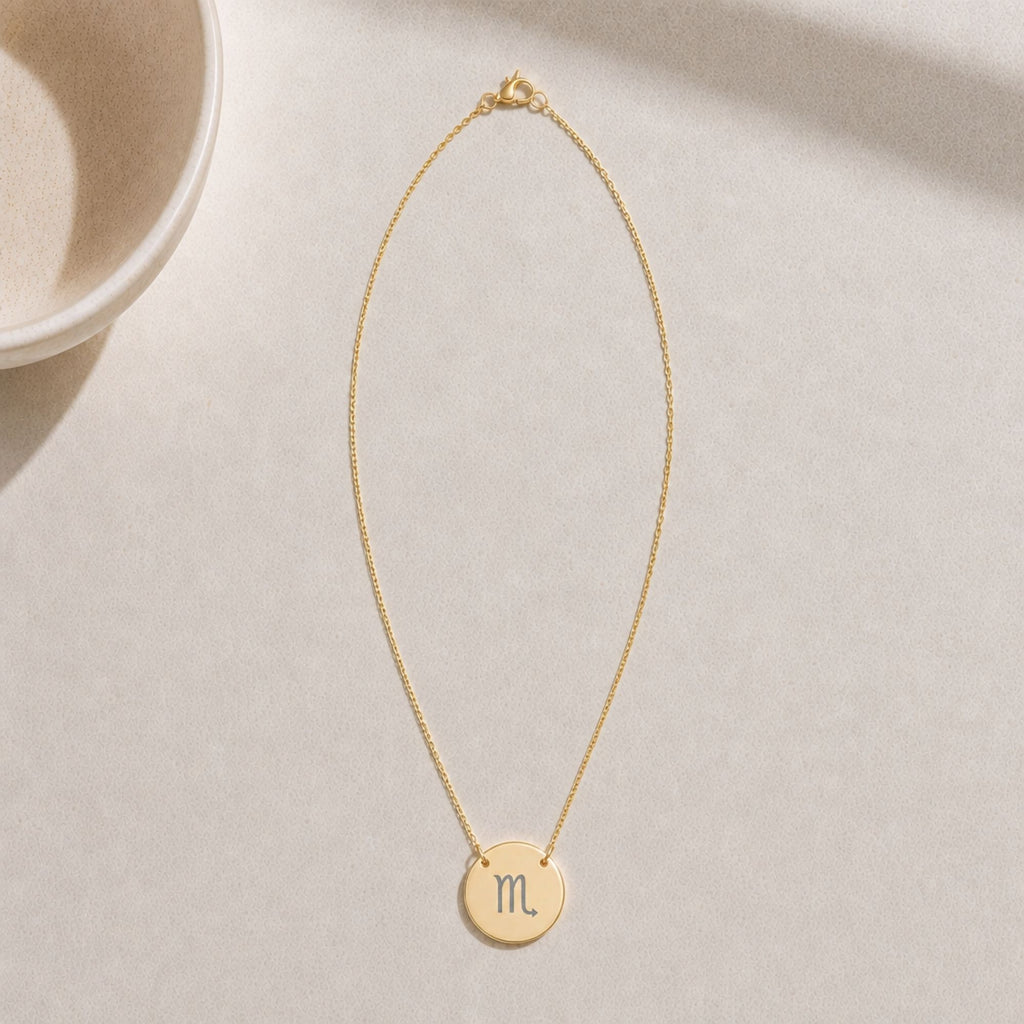 Scorpio Gift For Her, Scorpio Pendant, Zodiac Coin Necklace, Birth Sign Necklace