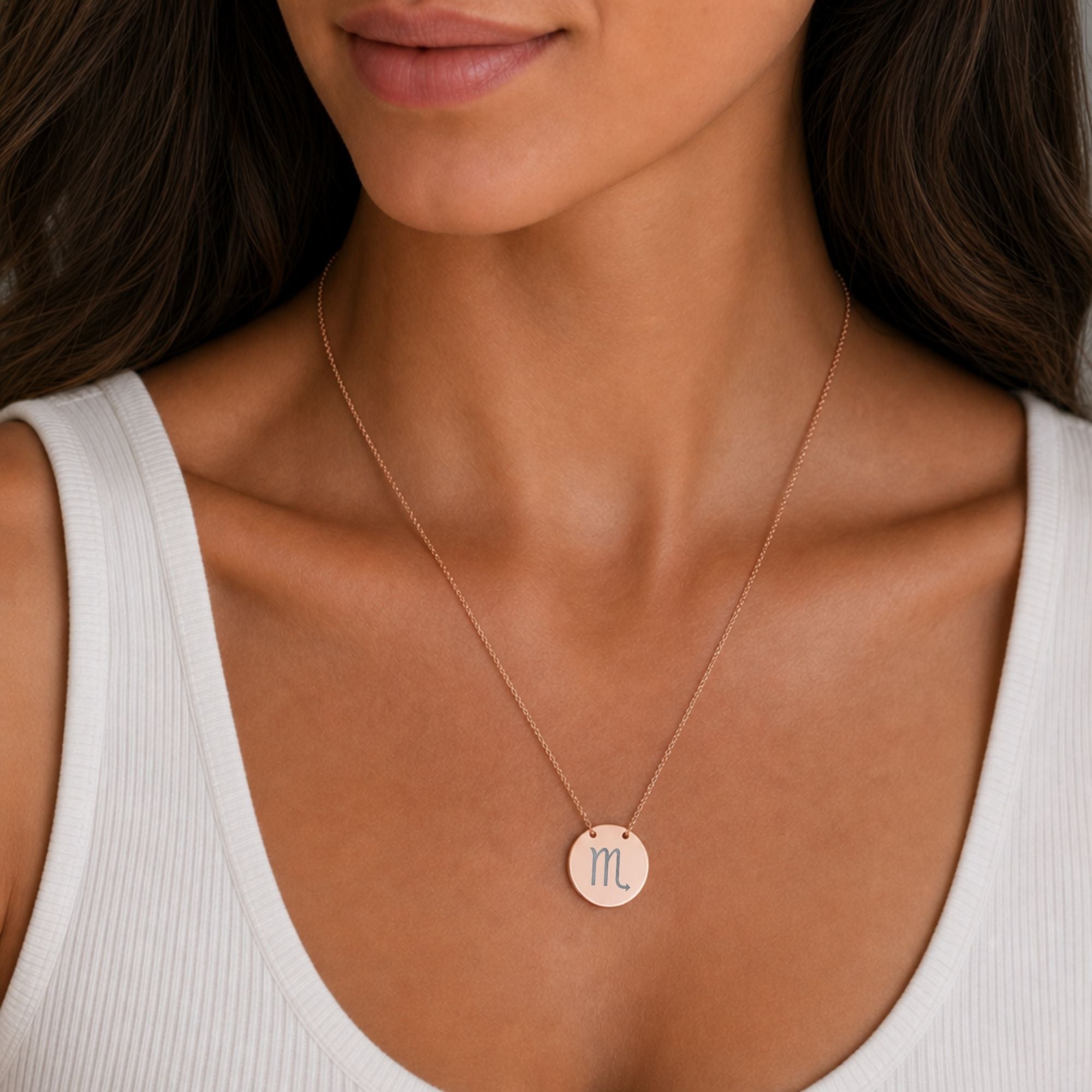 Scorpio Gift For Her, Scorpio Pendant, Zodiac Coin Necklace, Birth Sign Necklace