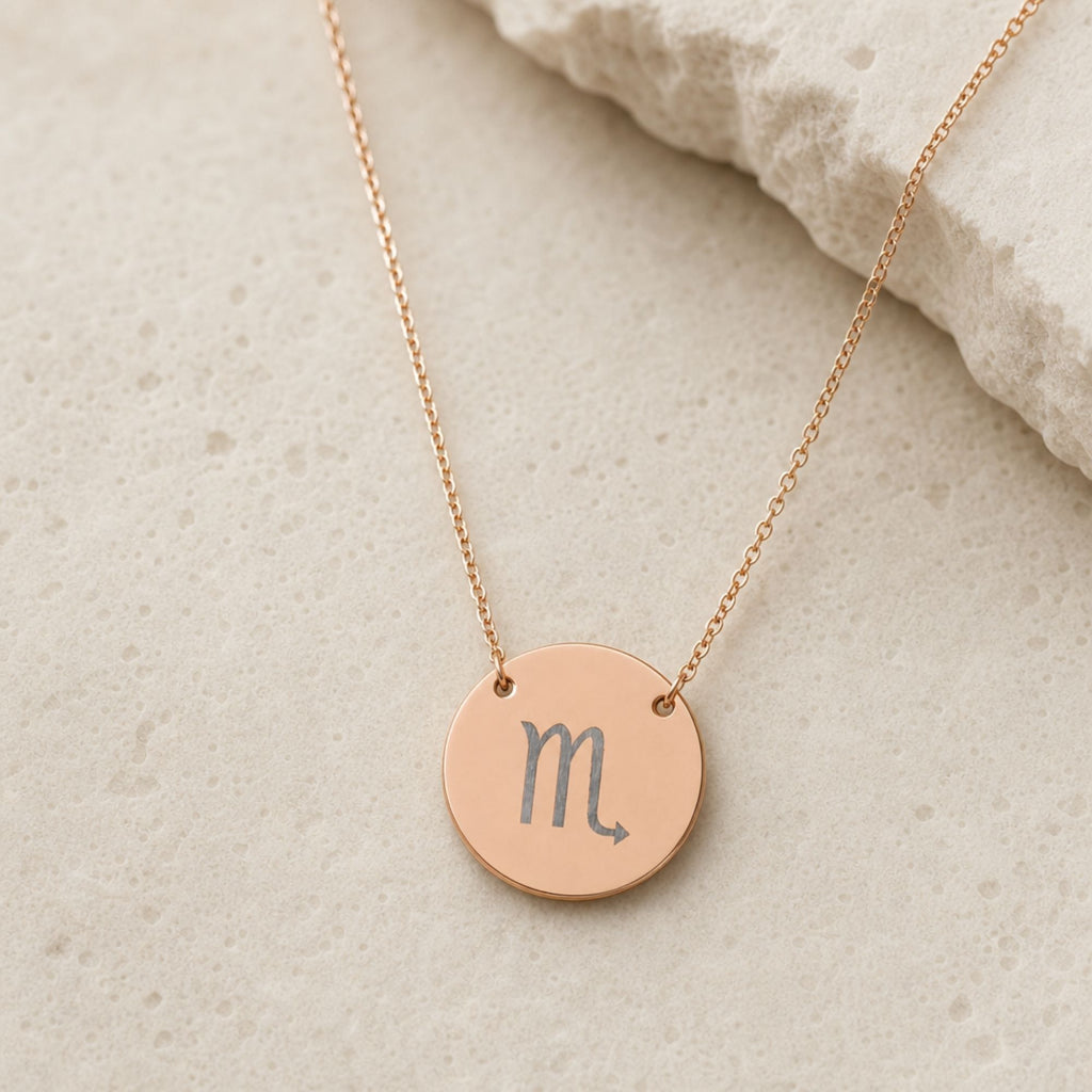 Scorpio Gift For Her, Scorpio Pendant, Zodiac Coin Necklace, Birth Sign Necklace