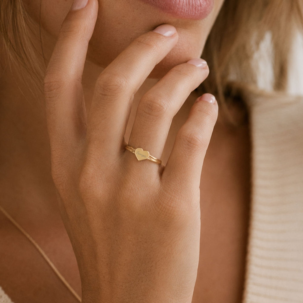 Scorpio Signet Ring, Scorpio Ring, Star Signet Ring, Heart Signet Ring