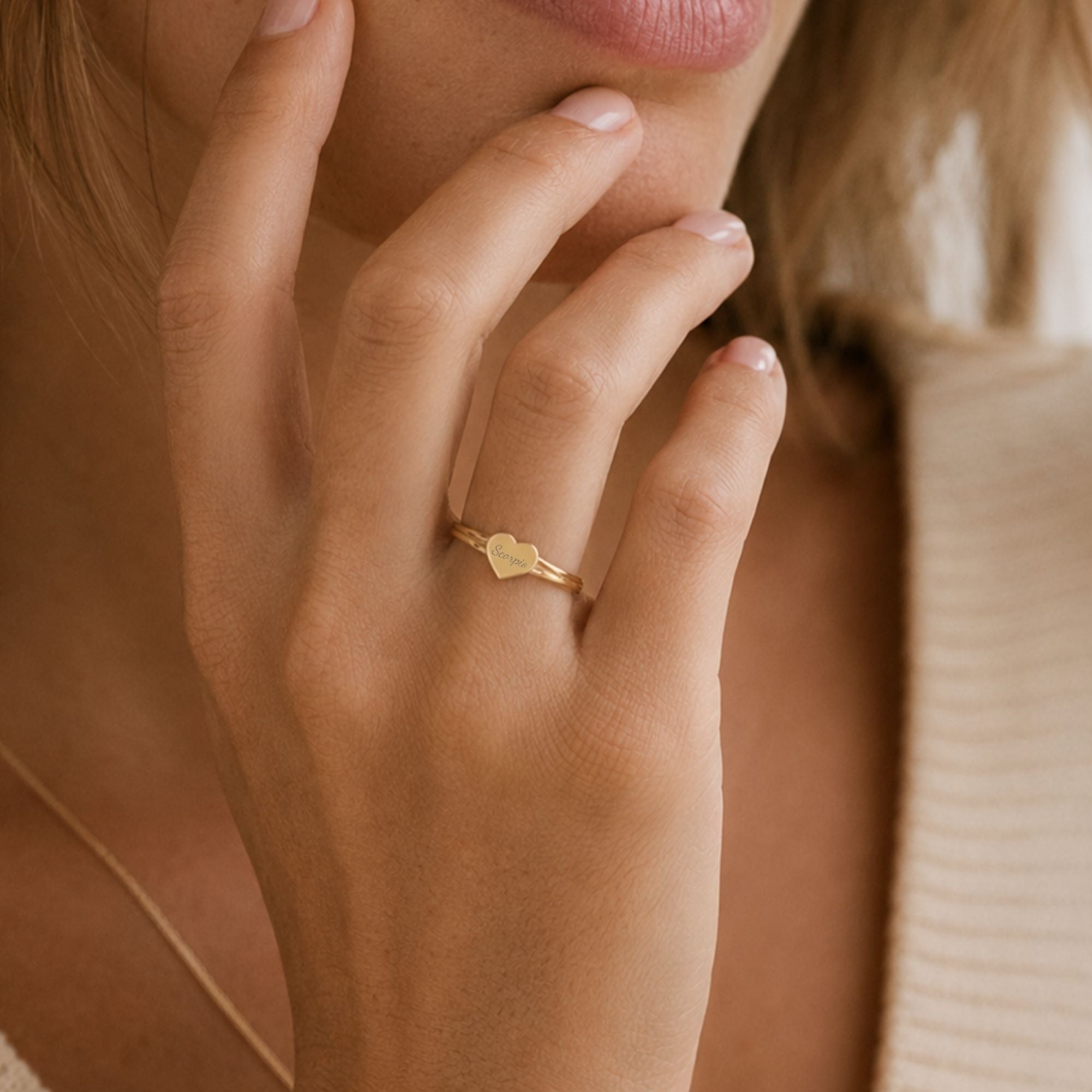 Scorpio Signet Ring, Scorpio Ring, Star Signet Ring, Heart Signet Ring