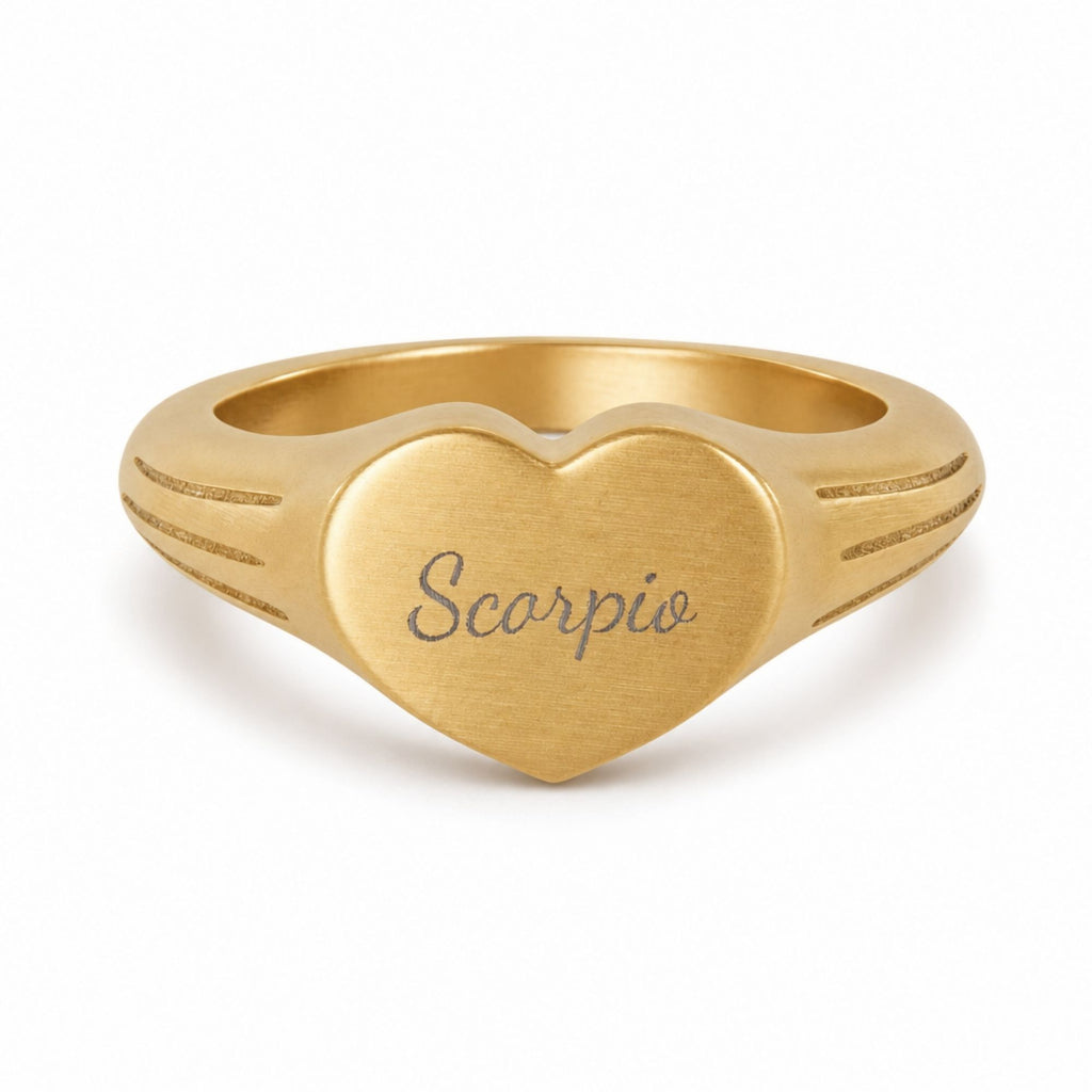 Scorpio Signet Ring, Scorpio Ring, Star Signet Ring, Heart Signet Ring