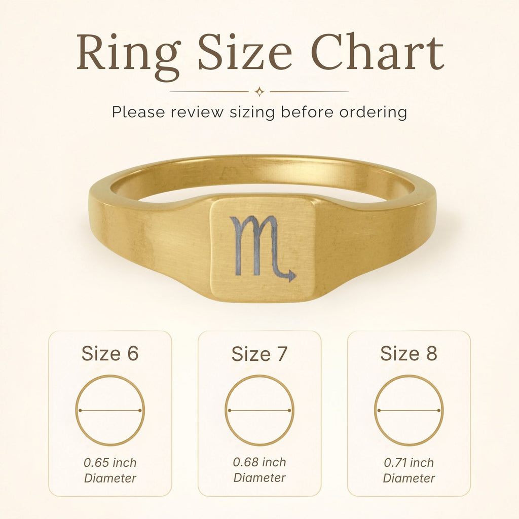 Scorpio Signet Ring, Scorpio Ring, Zodiac Signet Ring, Square Signet Ring