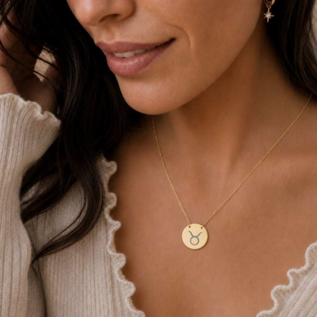 Taurus Coin Necklace, Taurus Bull Necklace, Zodiac Coin Necklace, Birth Sign Necklace