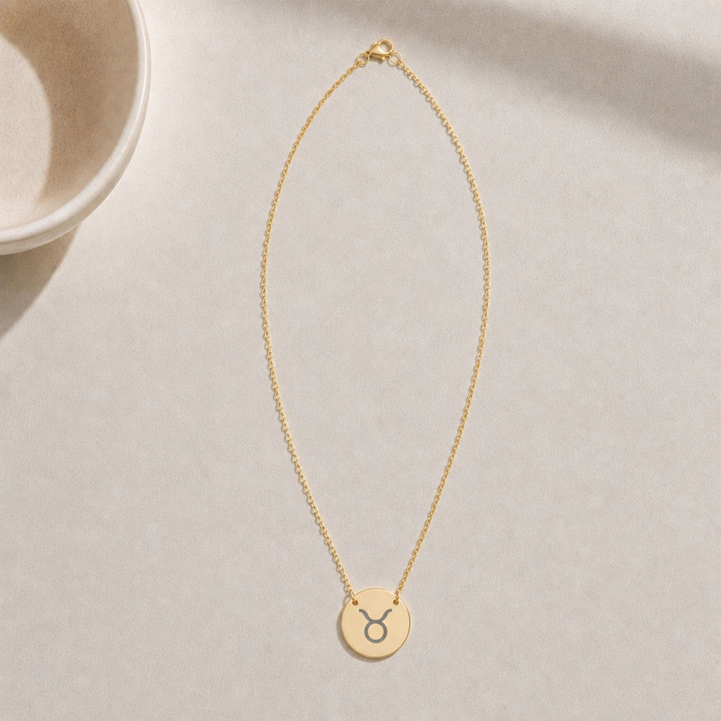 Taurus Coin Necklace, Taurus Bull Necklace, Zodiac Coin Necklace, Birth Sign Necklace