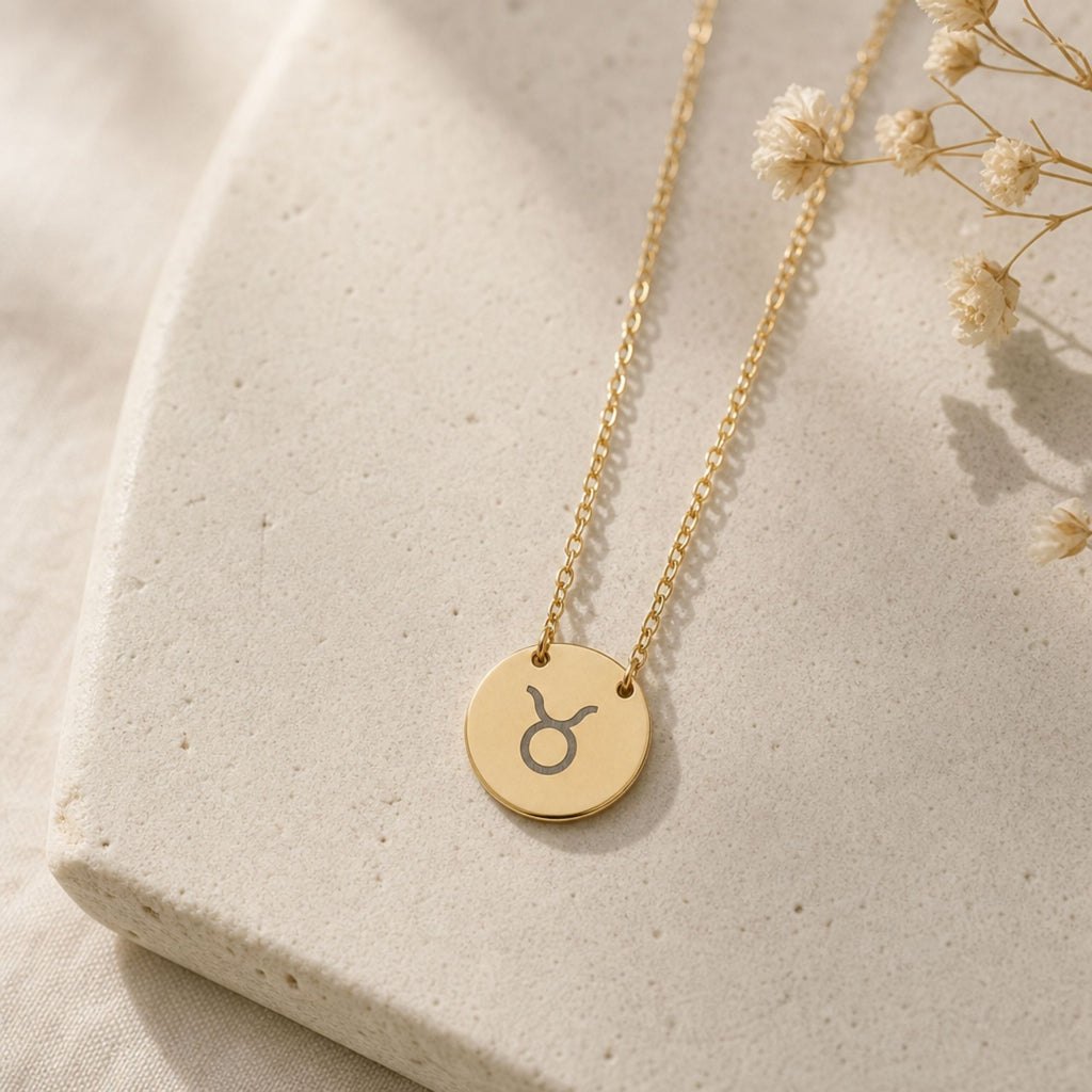 Taurus Coin Necklace, Taurus Bull Necklace, Zodiac Coin Necklace, Birth Sign Necklace