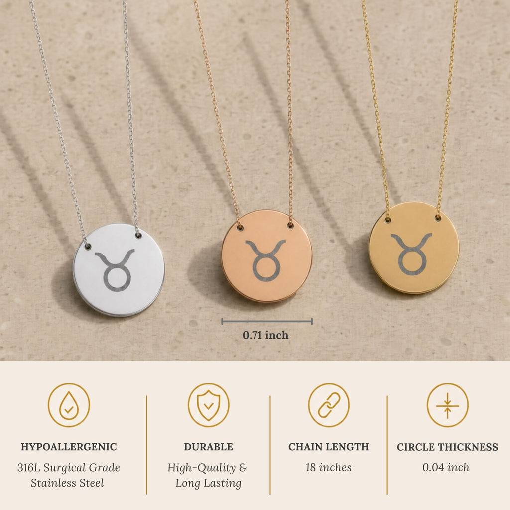 Taurus Coin Necklace, Taurus Bull Necklace, Zodiac Coin Necklace, Birth Sign Necklace