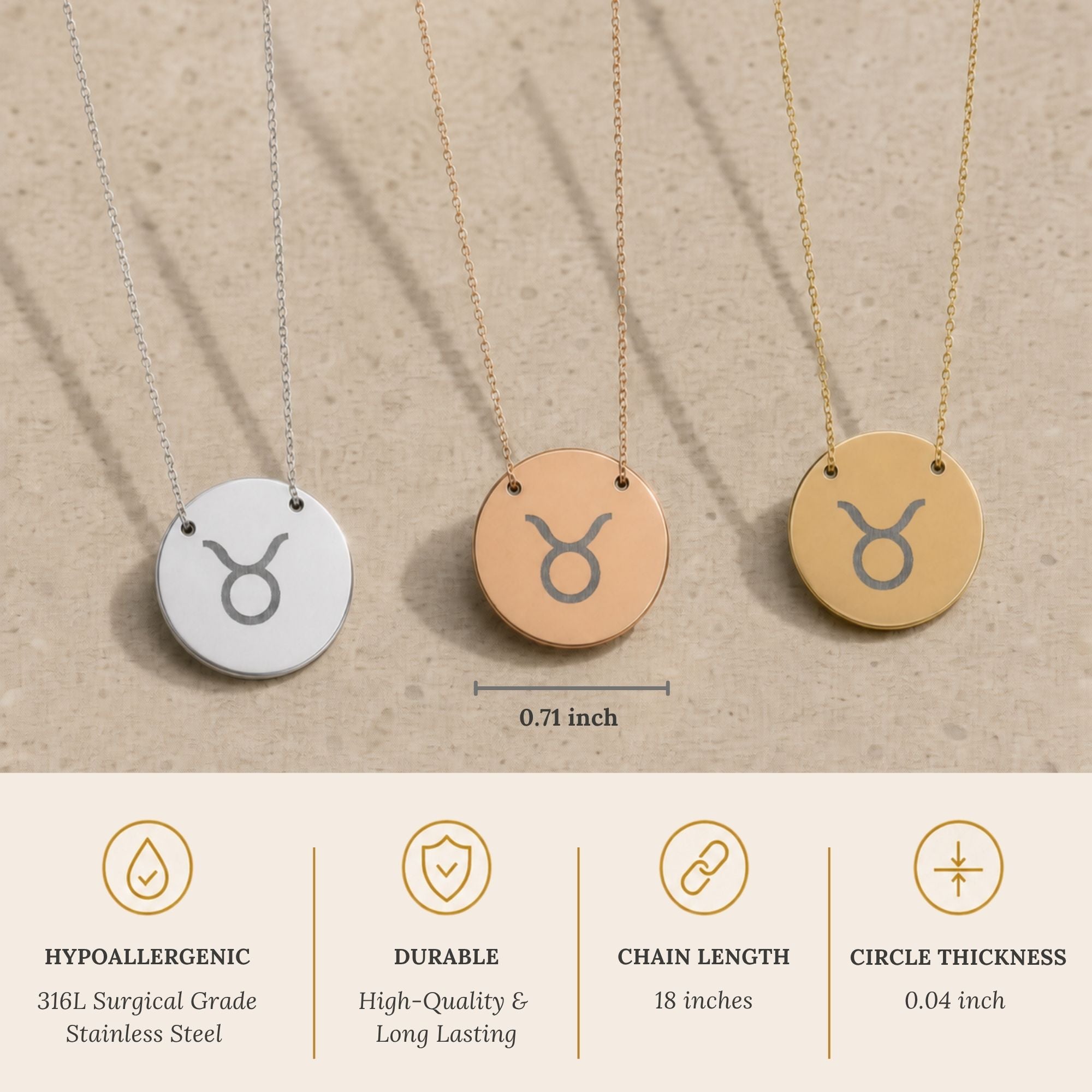 Taurus Coin Necklace, Taurus Bull Necklace, Zodiac Coin Necklace, Birth Sign Necklace