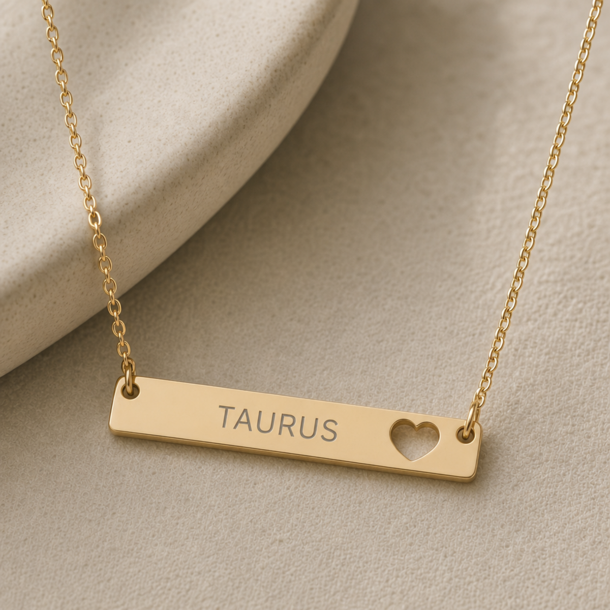 Taurus Pendant, Zodiac Bar Necklace, Birth Sign Necklace, Nontarnish Necklace