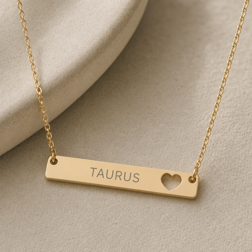 Taurus Pendant, Zodiac Bar Necklace, Birth Sign Necklace, Nontarnish Necklace
