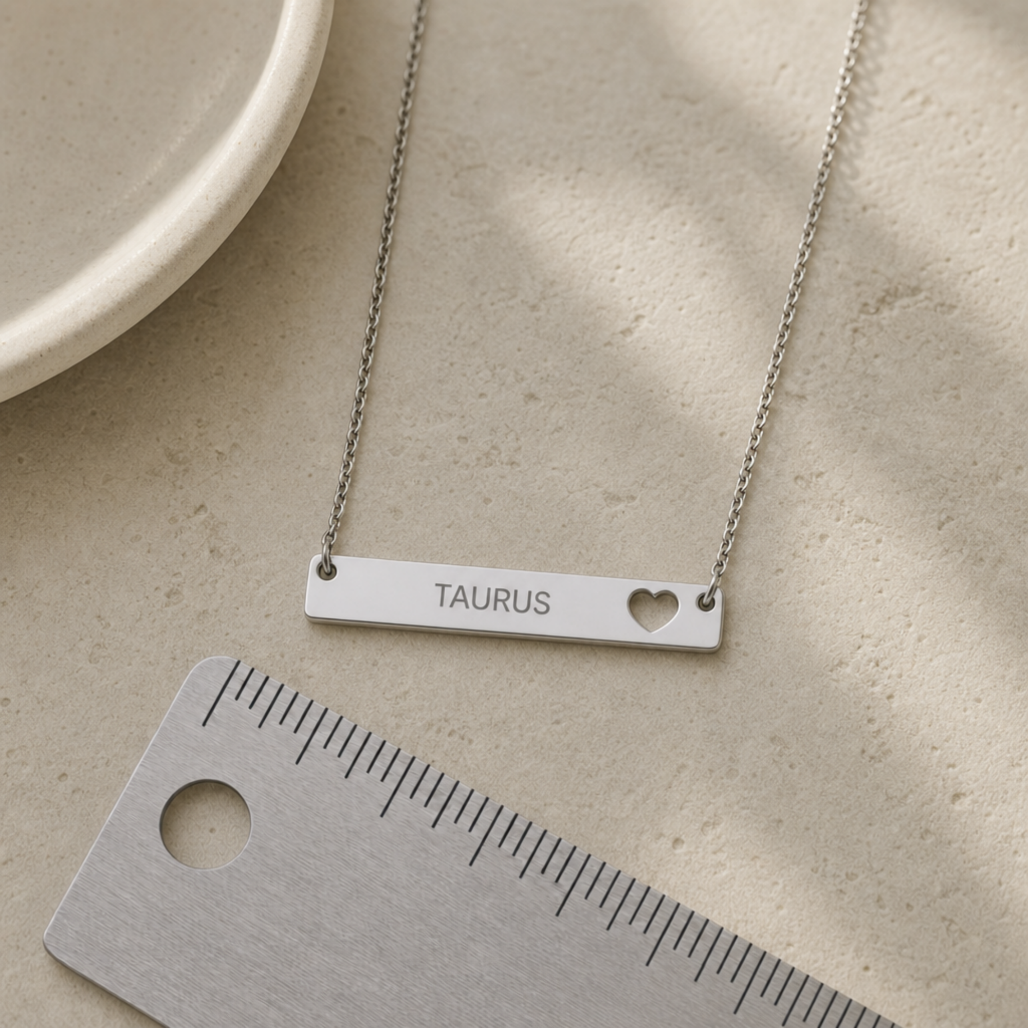 Taurus Pendant, Zodiac Bar Necklace, Birth Sign Necklace, Nontarnish Necklace