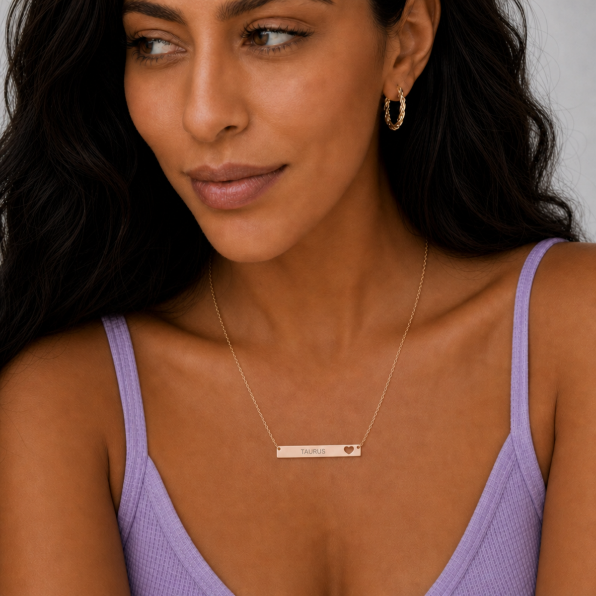 Taurus Pendant, Zodiac Bar Necklace, Birth Sign Necklace, Nontarnish Necklace