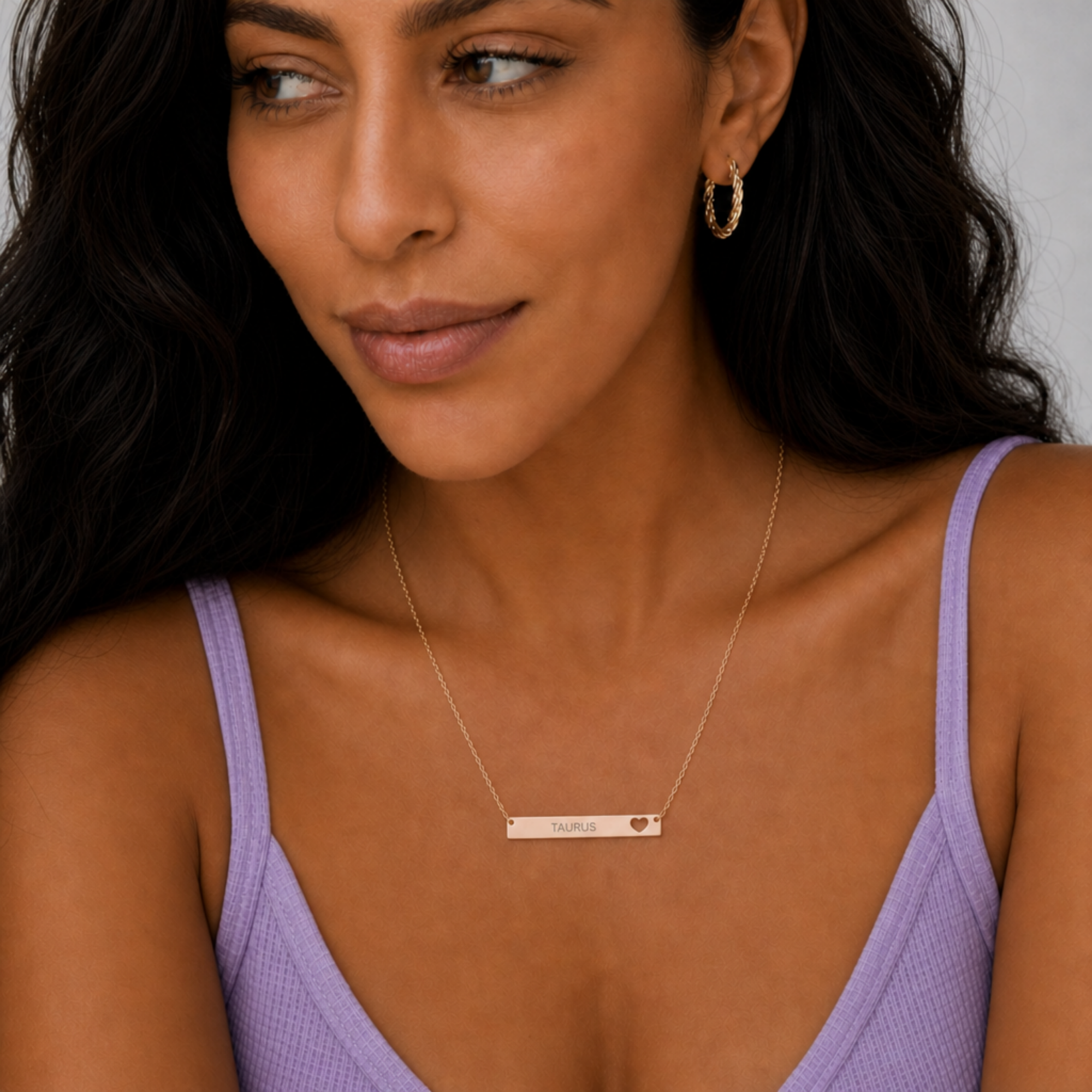 Taurus Pendant, Zodiac Bar Necklace, Birth Sign Necklace, Nontarnish Necklace