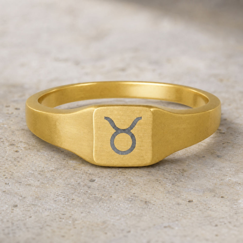 Taurus Signet Ring, Taurus Ring, Zodiac Signet Ring, Square Signet Ring