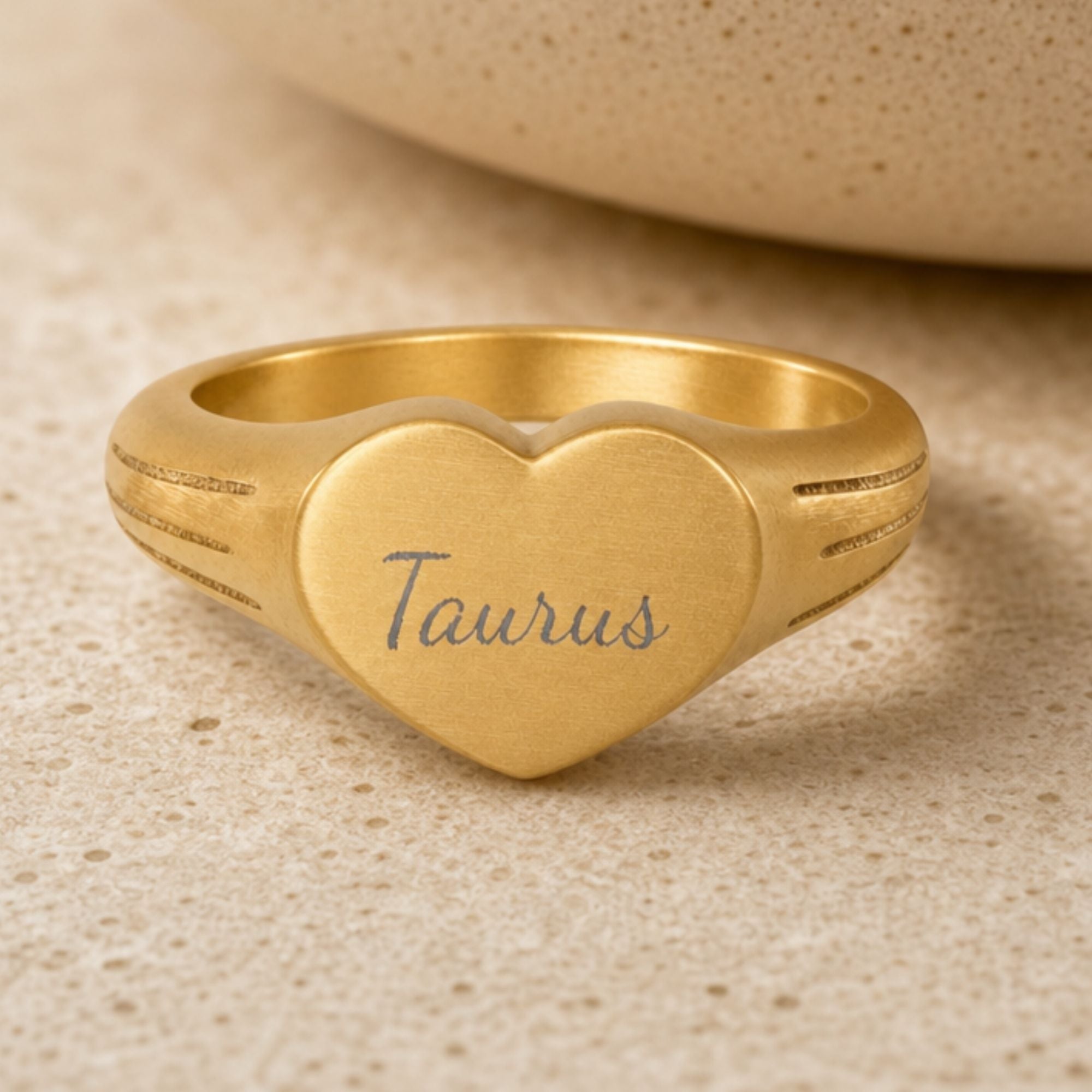 Taurus Signet Ring, Taurus Ring, Star Signet Ring, Heart Signet Ring