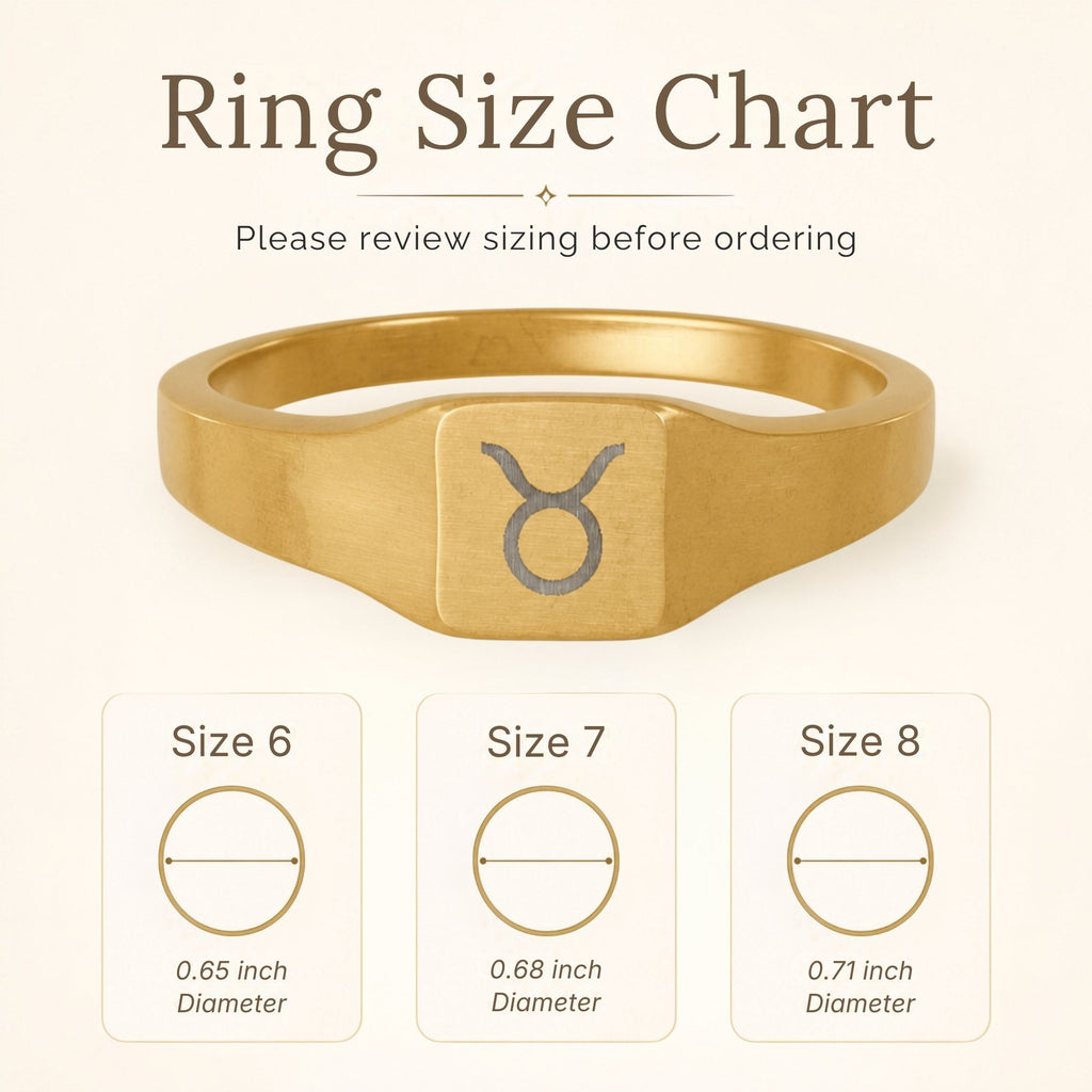 Taurus Signet Ring, Taurus Ring, Zodiac Signet Ring, Square Signet Ring