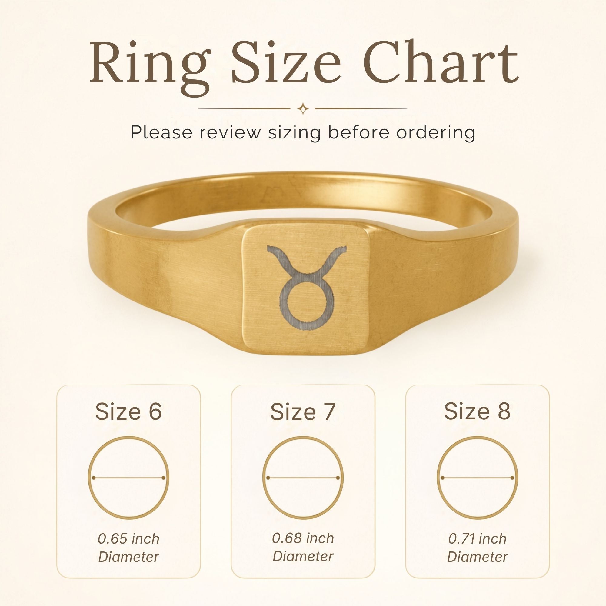 Taurus Signet Ring, Taurus Ring, Zodiac Signet Ring, Square Signet Ring