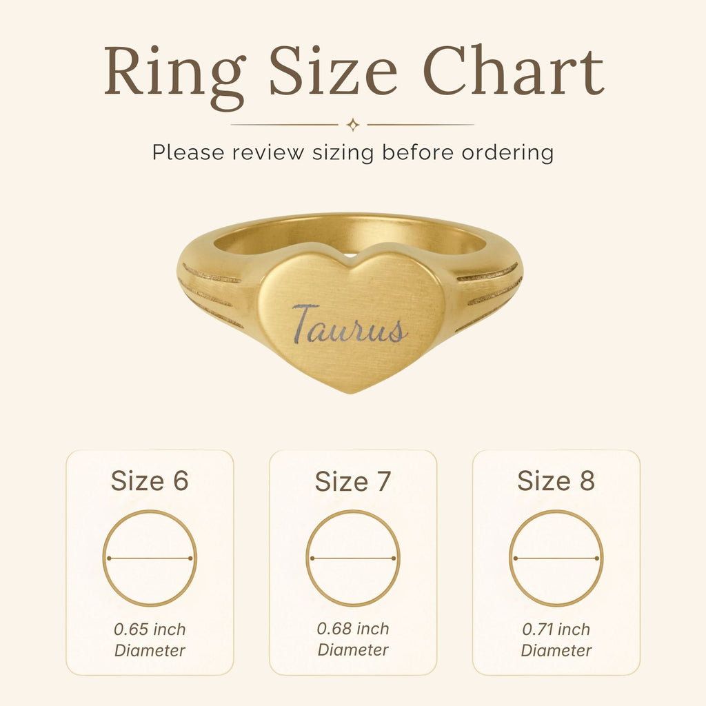 Taurus Signet Ring, Taurus Ring, Star Signet Ring, Heart Signet Ring