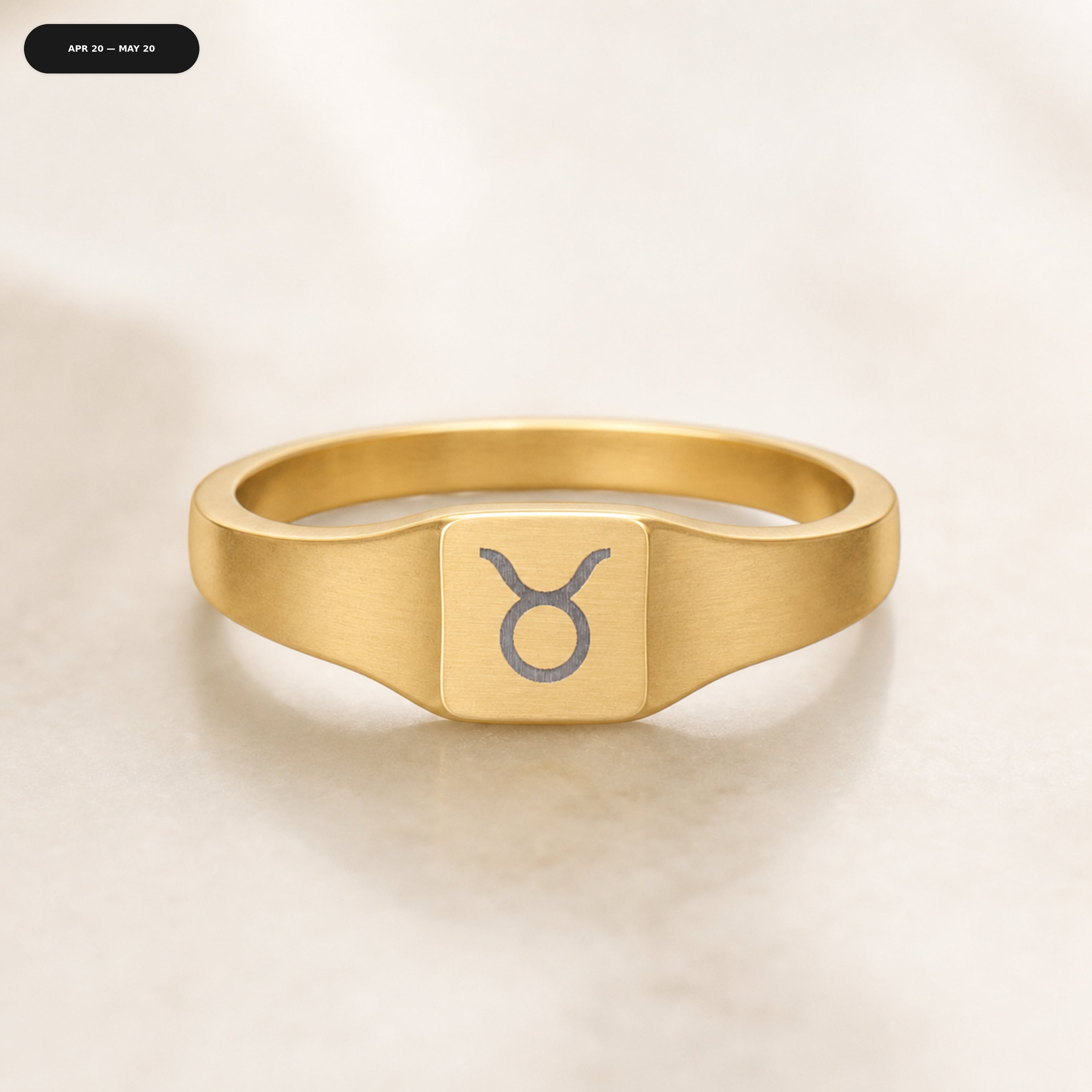 Taurus Square Ring - zodiac engraved pendant with date range