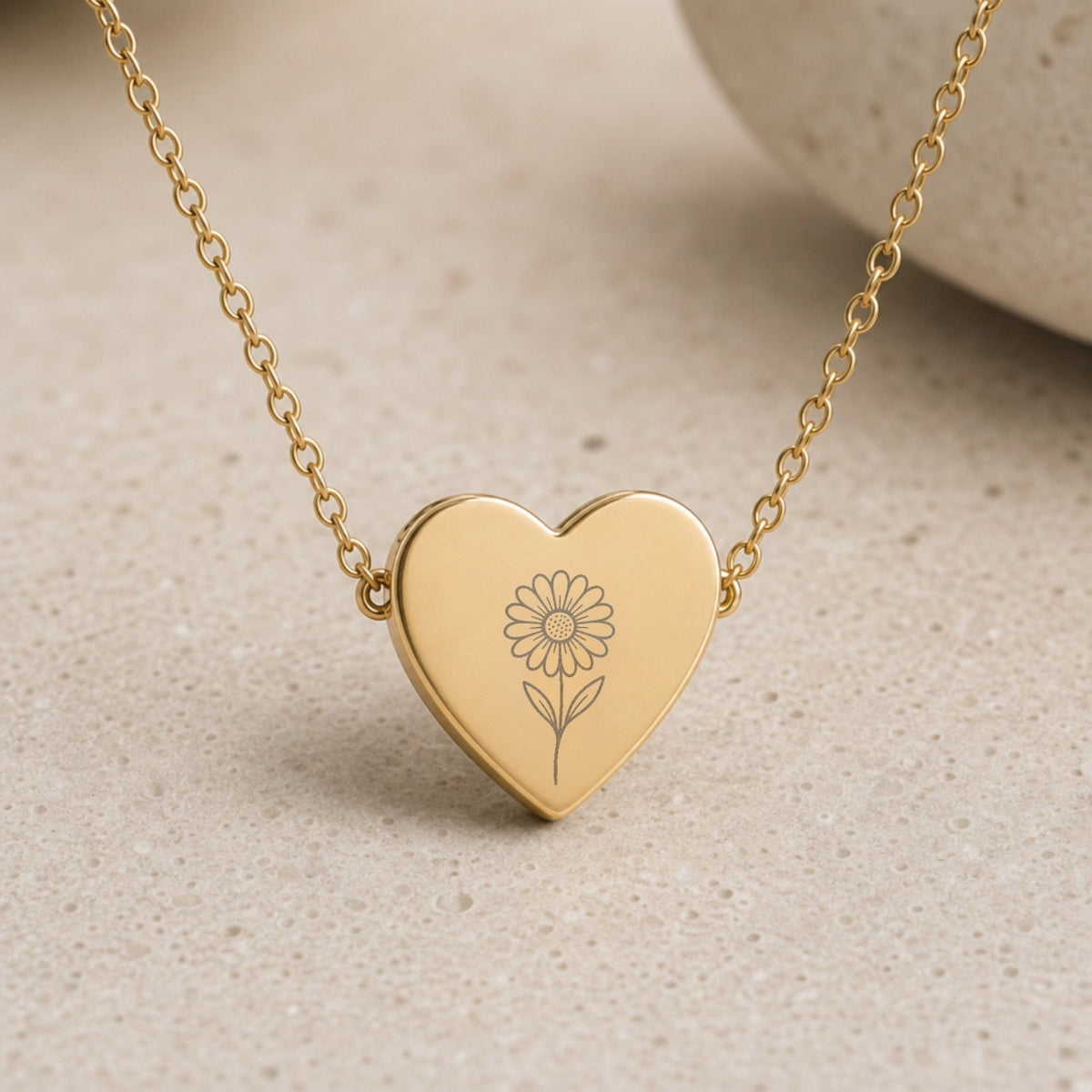 Daisy Heart Necklace, Tiny Daisy Necklace, April Birth Flower