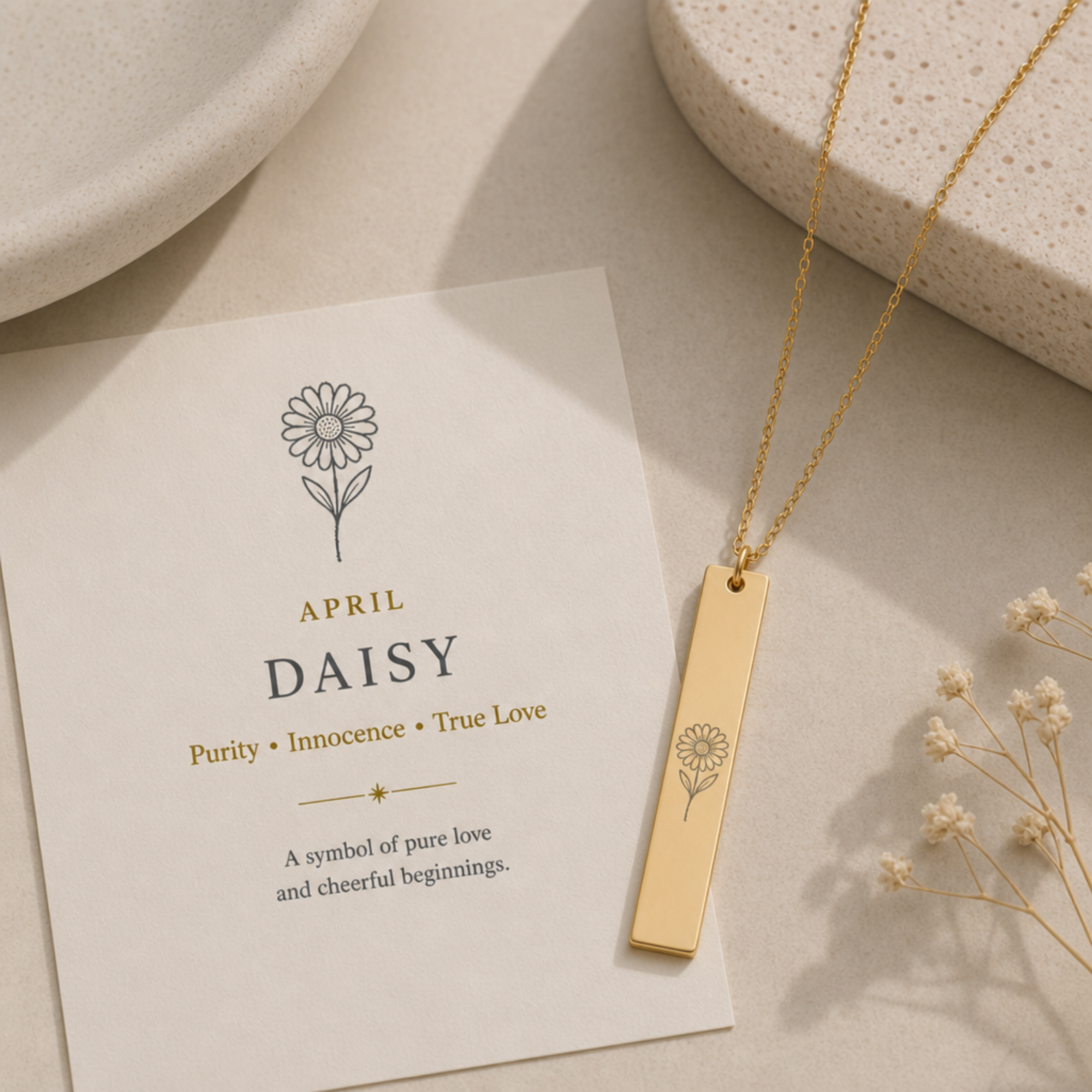 Tiny Daisy Necklace, April Birth Flower, Daisy Charm Necklace