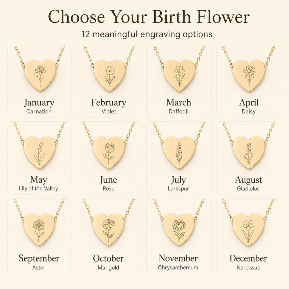 Violet Flower Necklace, Violet Birth Flower, February Birth Flower
