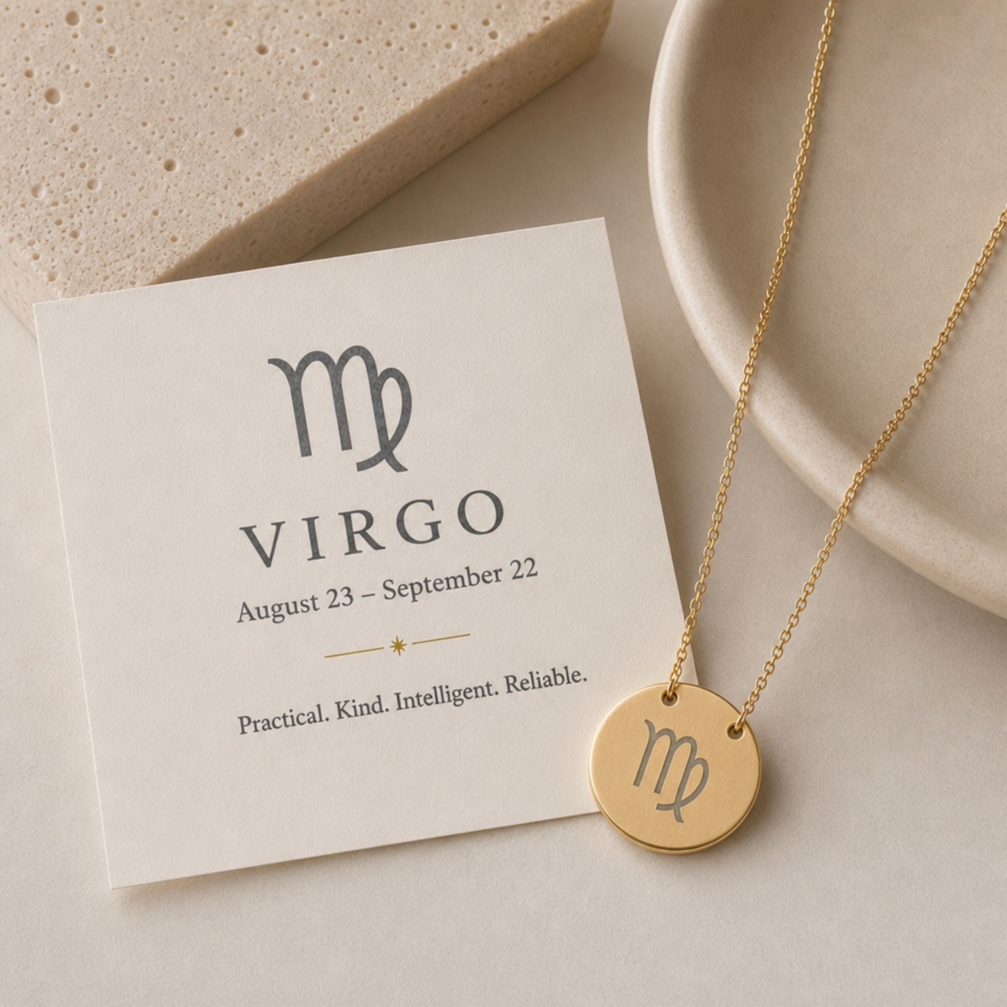 Virgo Coin Pendant, Virgo Coin Necklace, Birth Sign Necklace, Virgo Sign Necklace