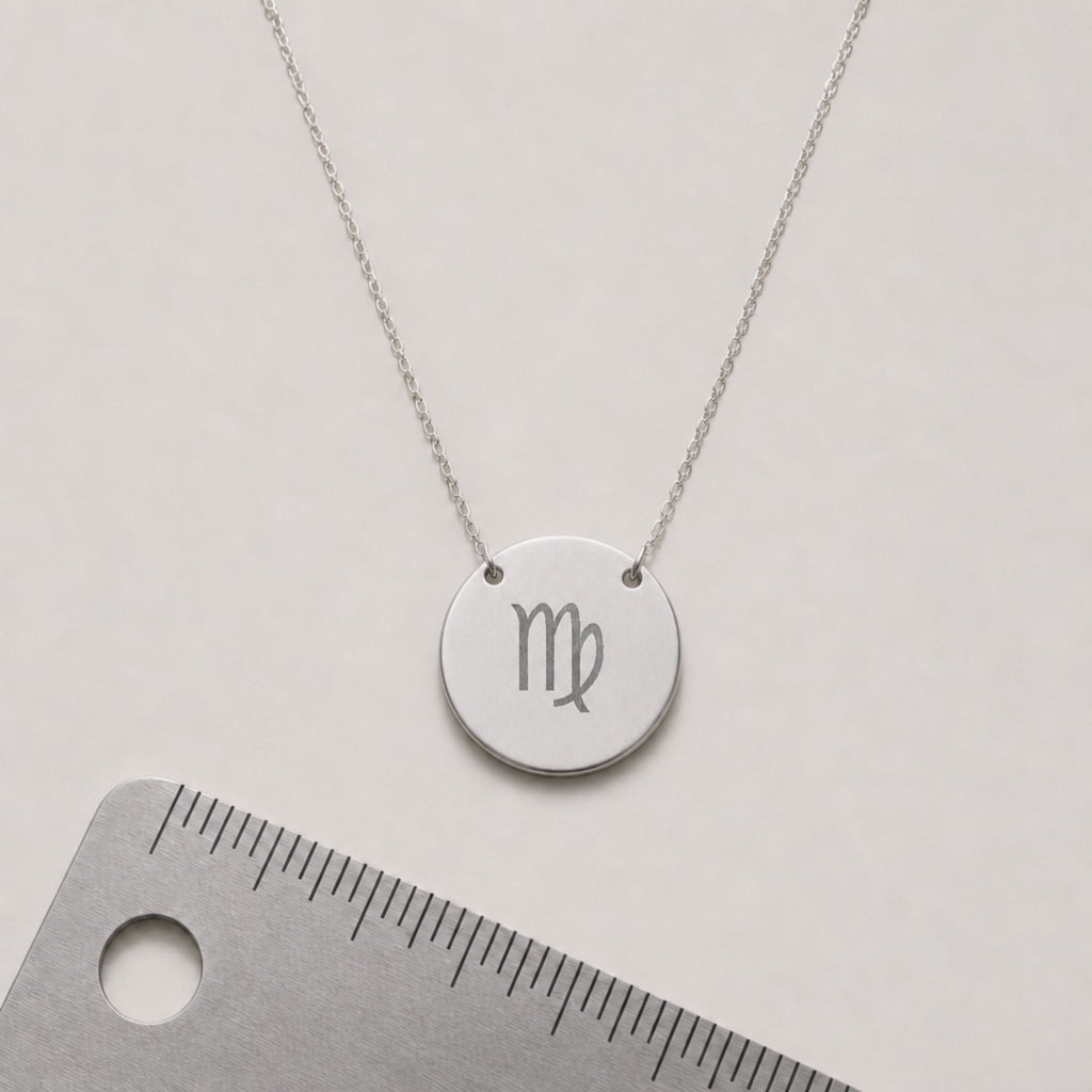 Virgo Coin Pendant, Virgo Coin Necklace, Birth Sign Necklace, Virgo Sign Necklace