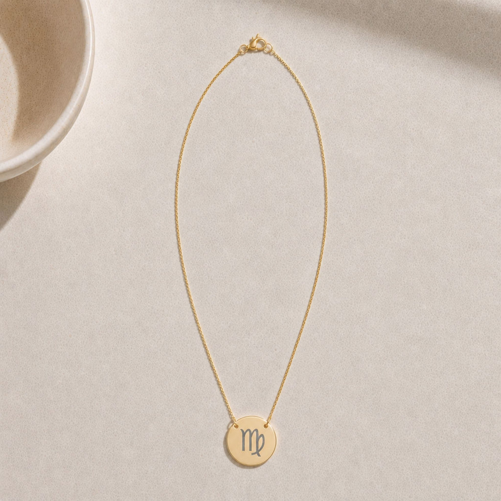 Virgo Coin Pendant, Virgo Coin Necklace, Birth Sign Necklace, Virgo Sign Necklace