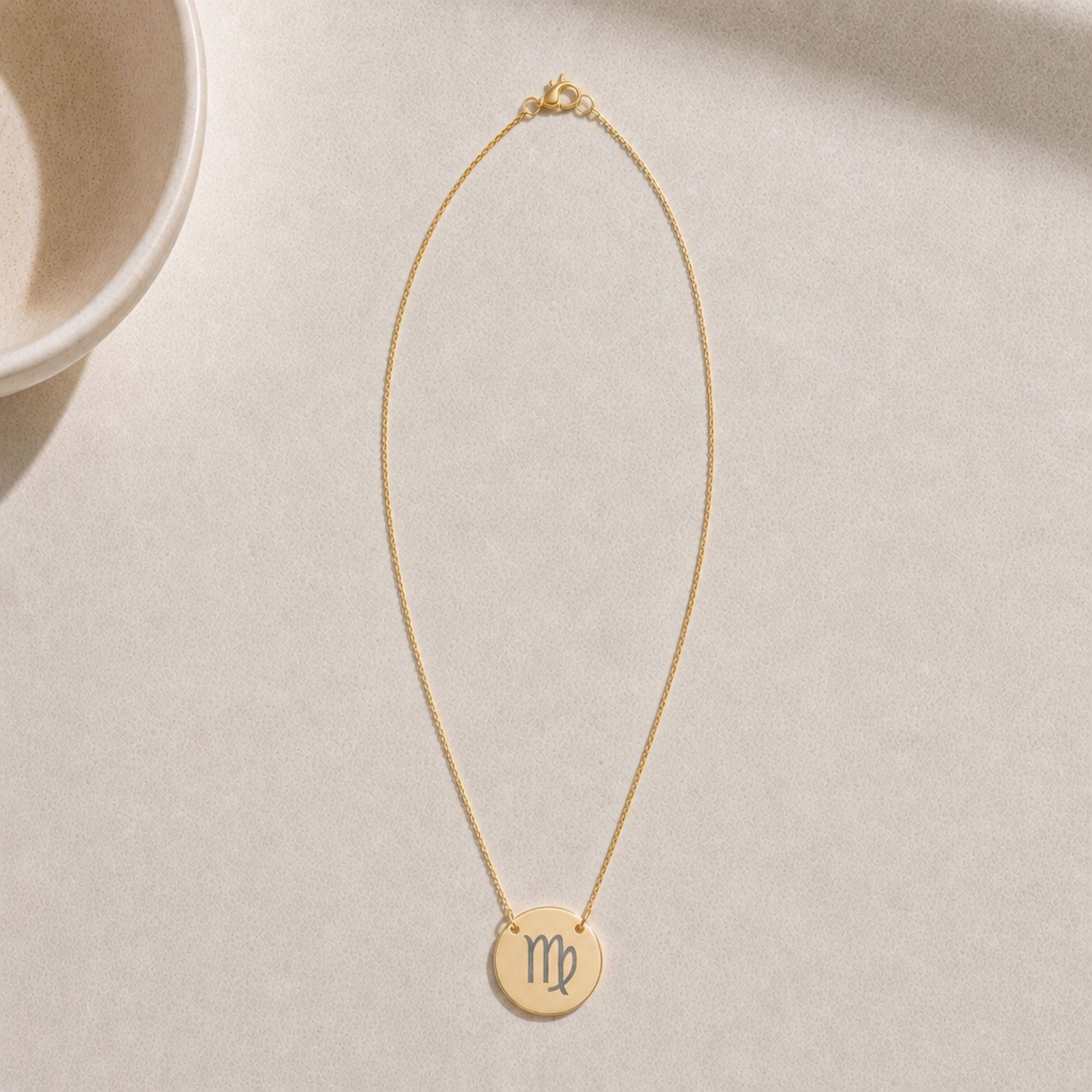 Virgo Coin Pendant, Virgo Coin Necklace, Birth Sign Necklace, Virgo Sign Necklace