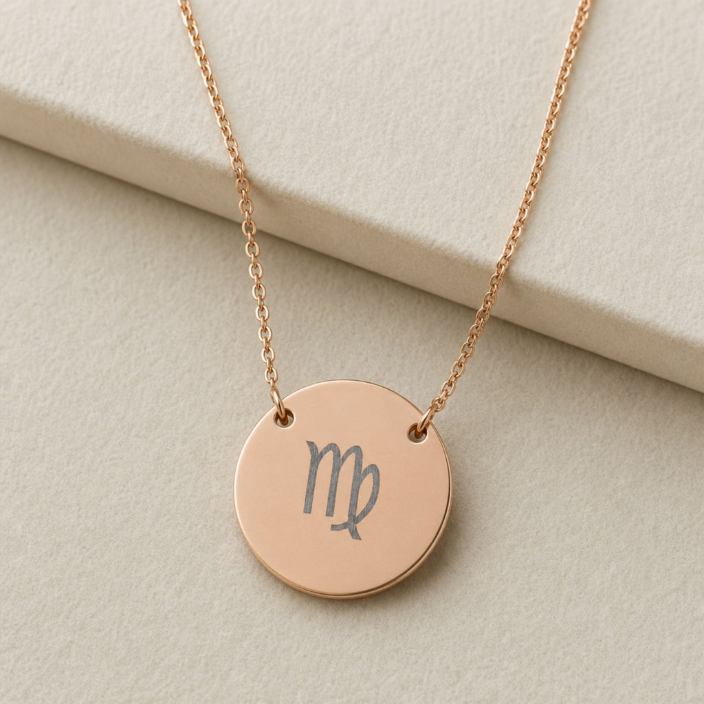 Virgo Coin Pendant, Virgo Coin Necklace, Birth Sign Necklace, Virgo Sign Necklace