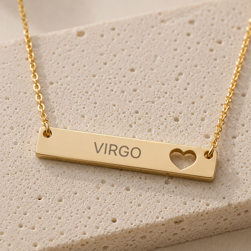 Virgo Sign Necklace, Virgo Pendant, Zodiac Bar Necklace, Birth Sign Necklace