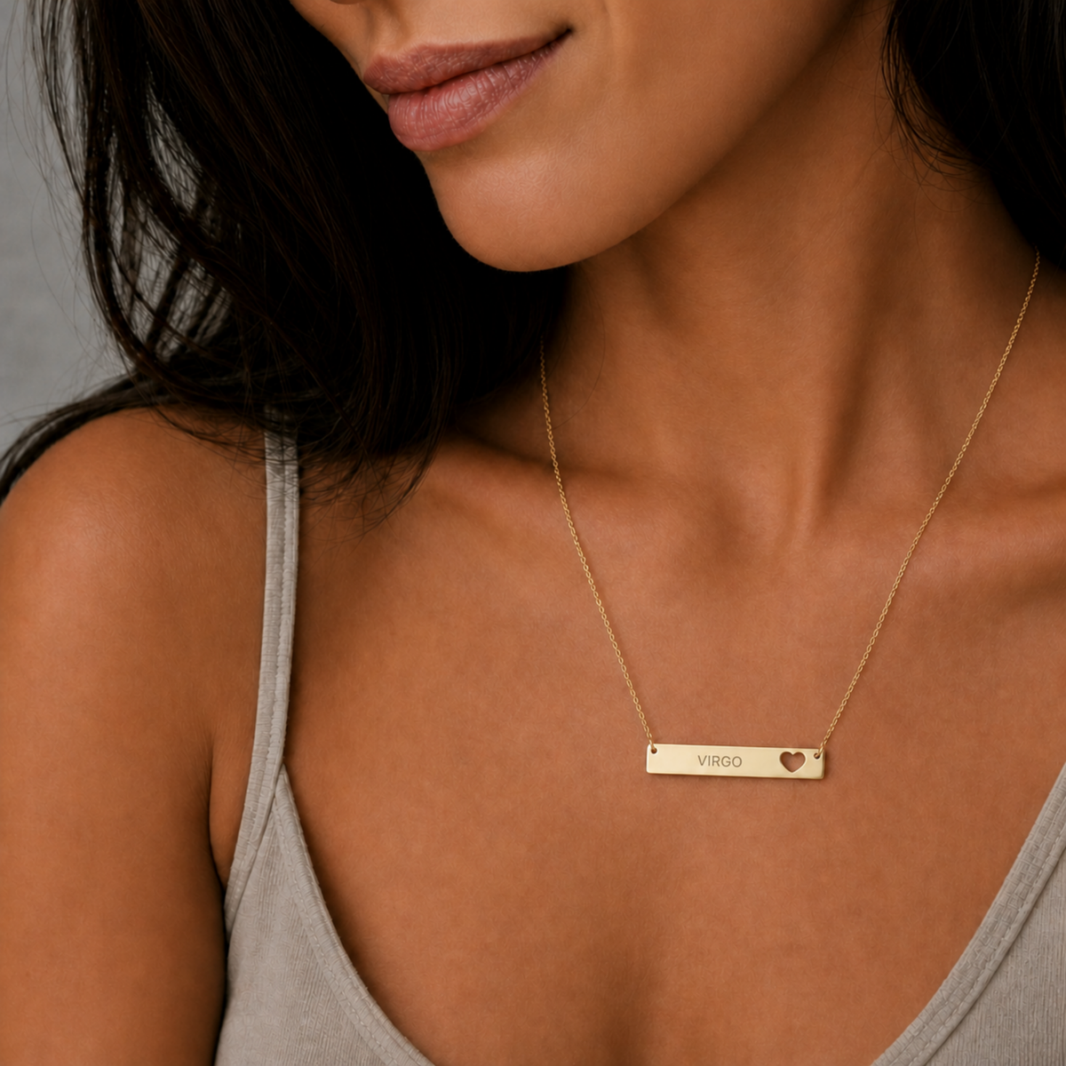 Virgo Sign Necklace, Virgo Pendant, Zodiac Bar Necklace, Birth Sign Necklace