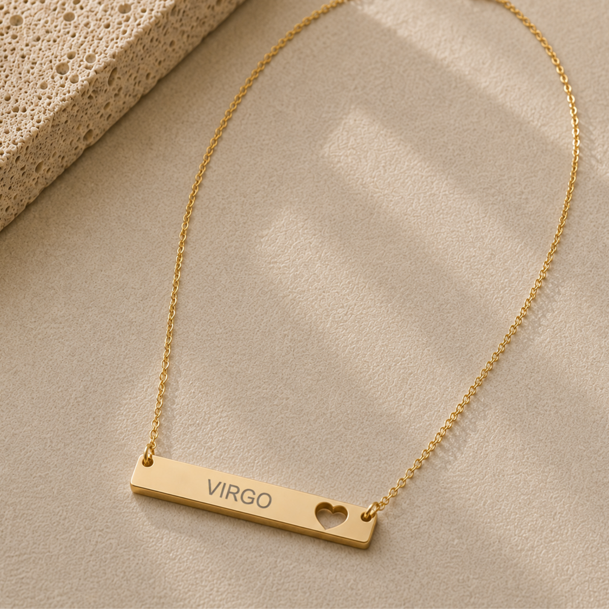 Virgo Sign Necklace, Virgo Pendant, Zodiac Bar Necklace, Birth Sign Necklace