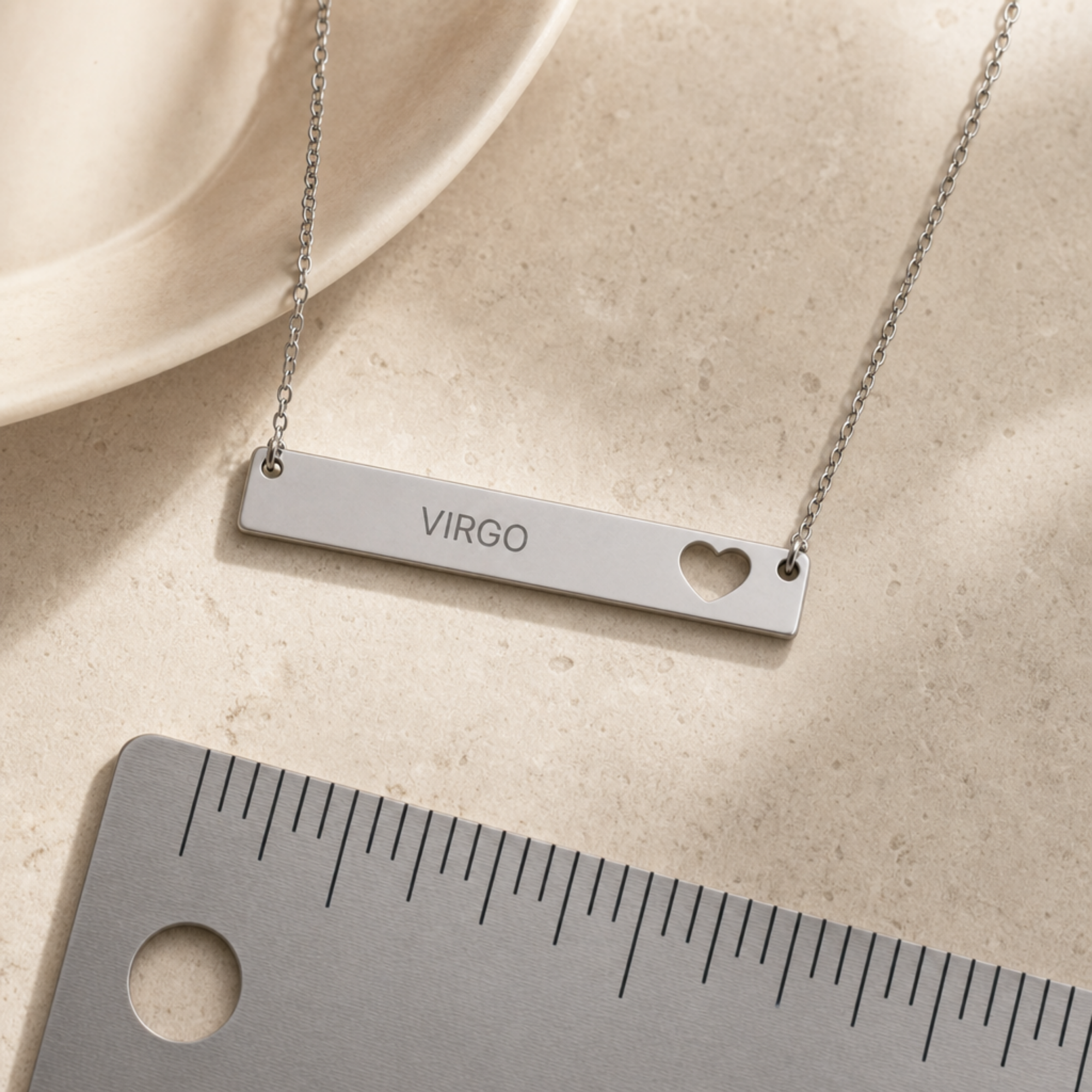 Virgo Sign Necklace, Virgo Pendant, Zodiac Bar Necklace, Birth Sign Necklace