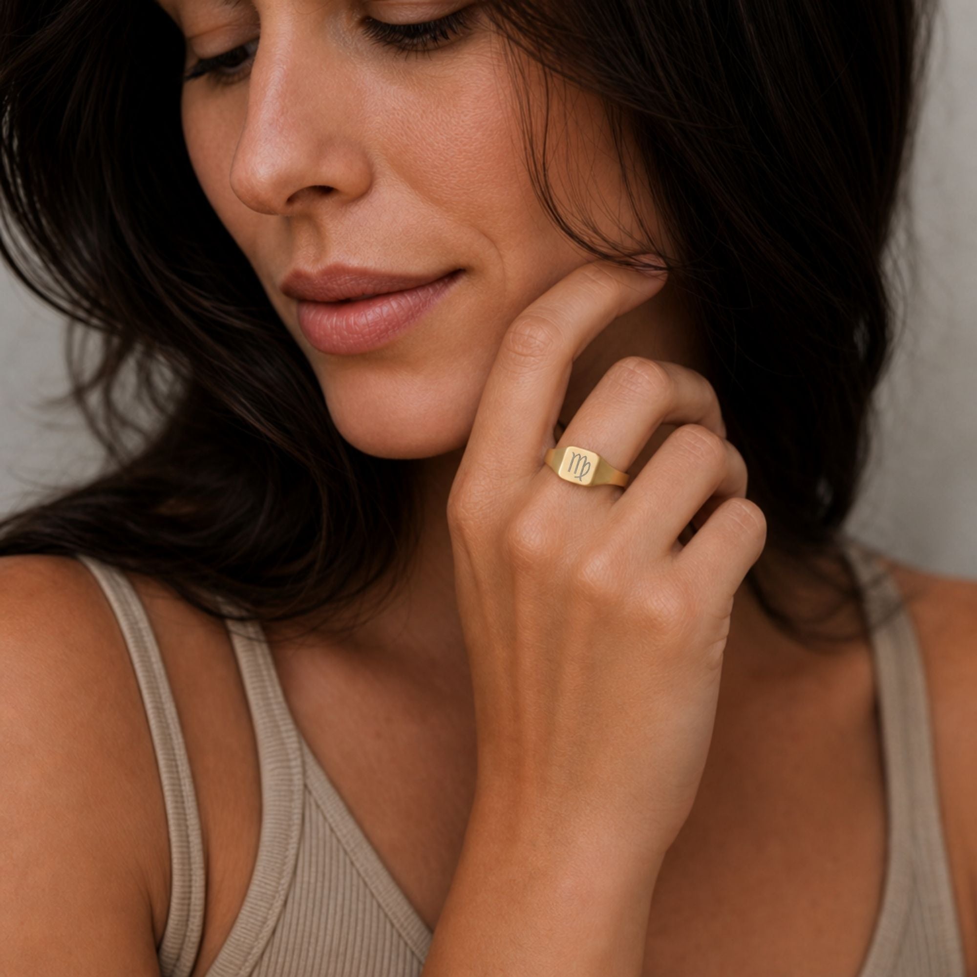 Virgo Signet Ring, Virgo Ring, Zodiac Signet Ring, Square Signet Ring