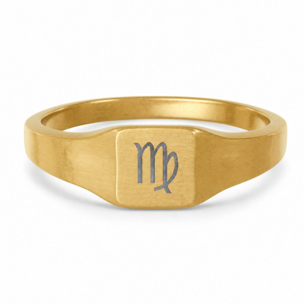Virgo Signet Ring, Virgo Ring, Zodiac Signet Ring, Square Signet Ring