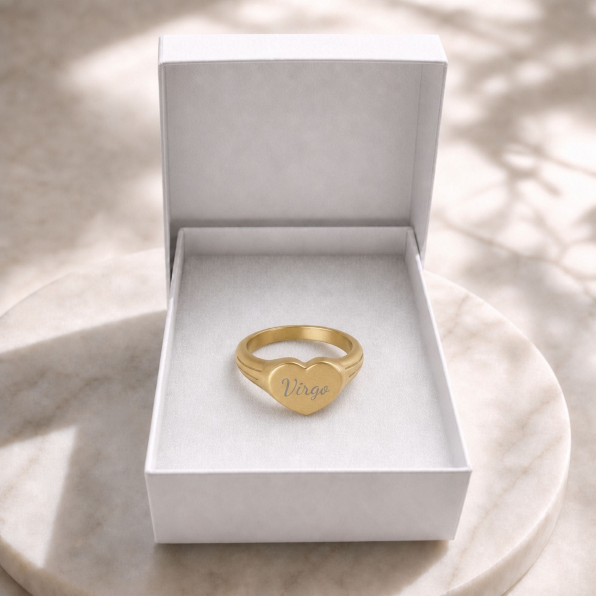 Virgo Signet Ring, Virgo Ring, Star Signet Ring, Heart Signet Ring