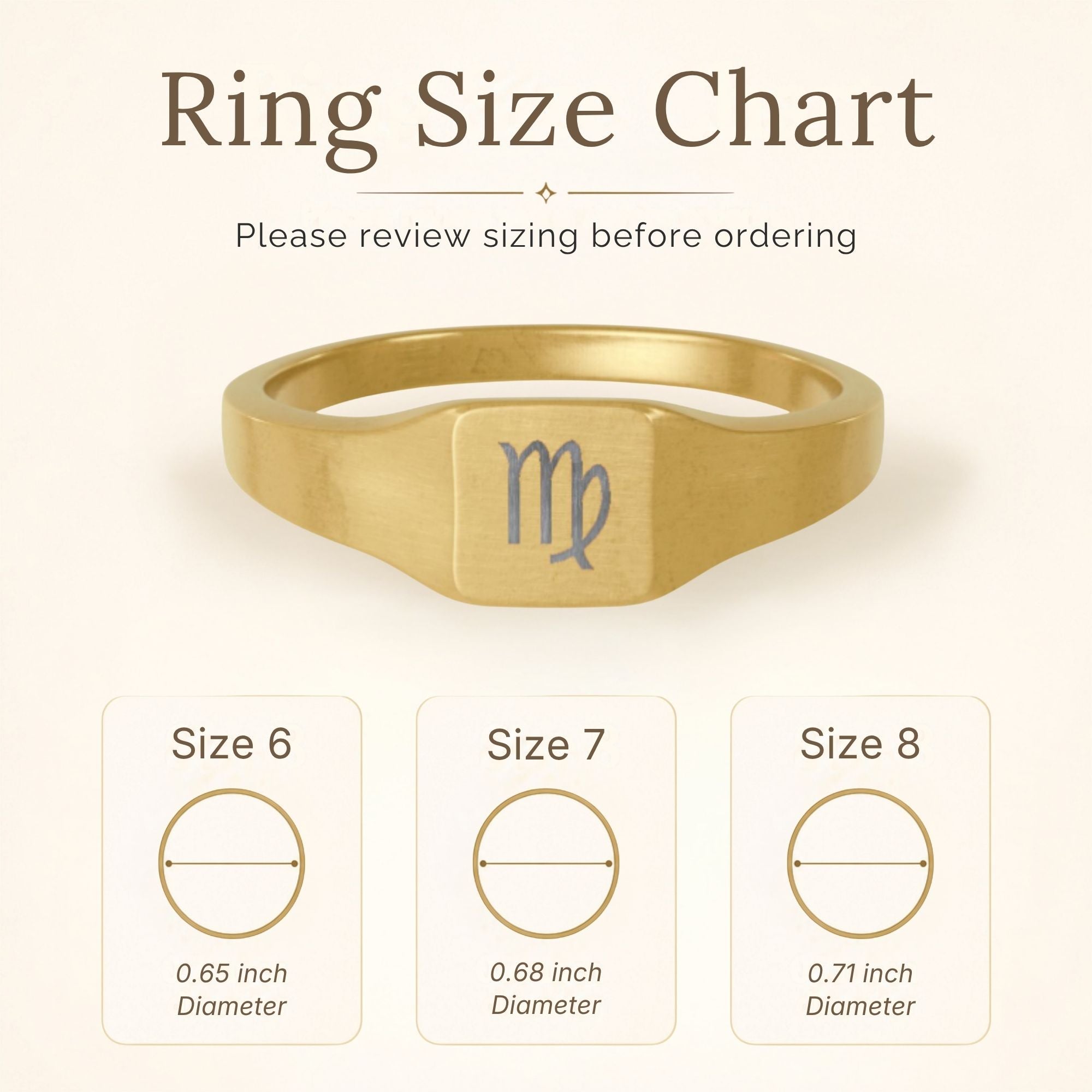 Virgo Signet Ring, Virgo Ring, Zodiac Signet Ring, Square Signet Ring